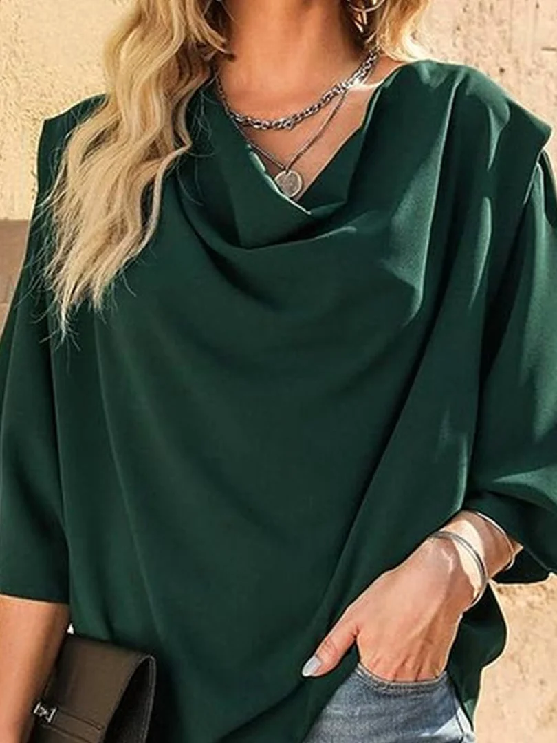 Urban Plain Cowl Neck Blouse