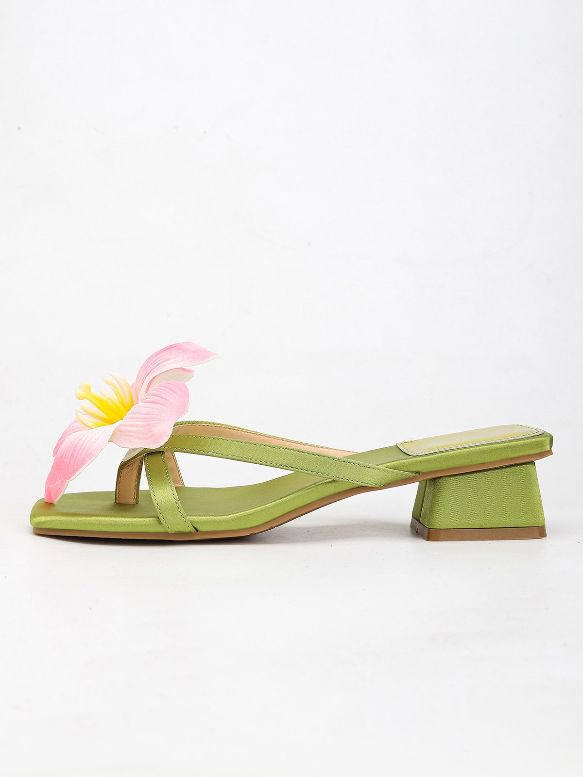 Chunky Heel Summer Floral Slide Sandals