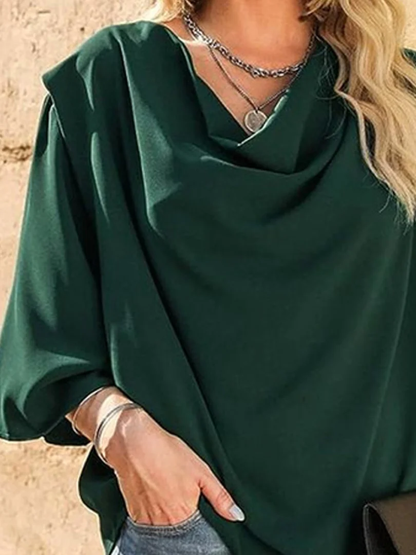 Urban Plain Cowl Neck Blouse