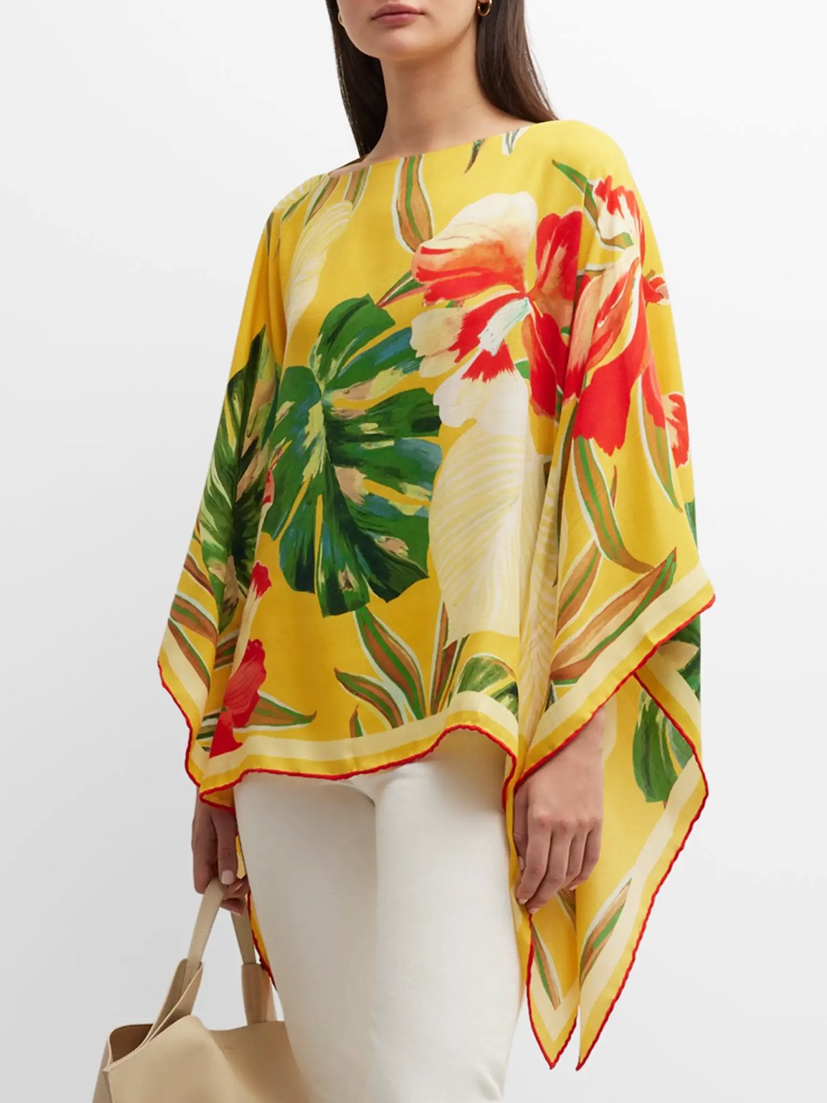 Vacation Floral Crew Neck Raglan Sleeve Blouse