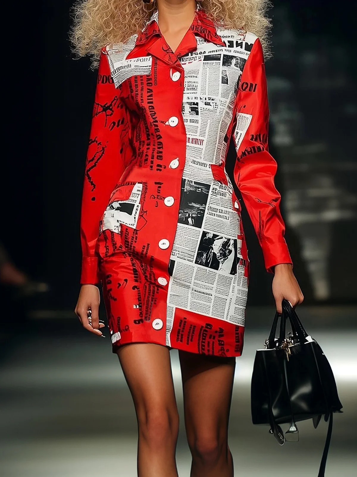 Urban Newspaper Mini Shirt Dress