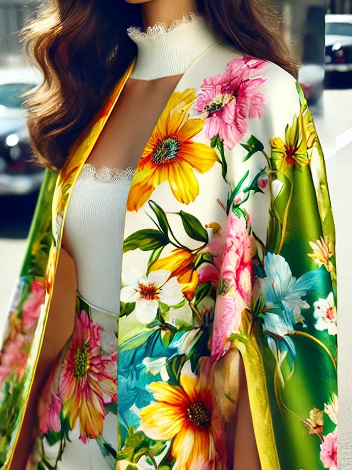 Elegant Printing Floral Loosen Kimono