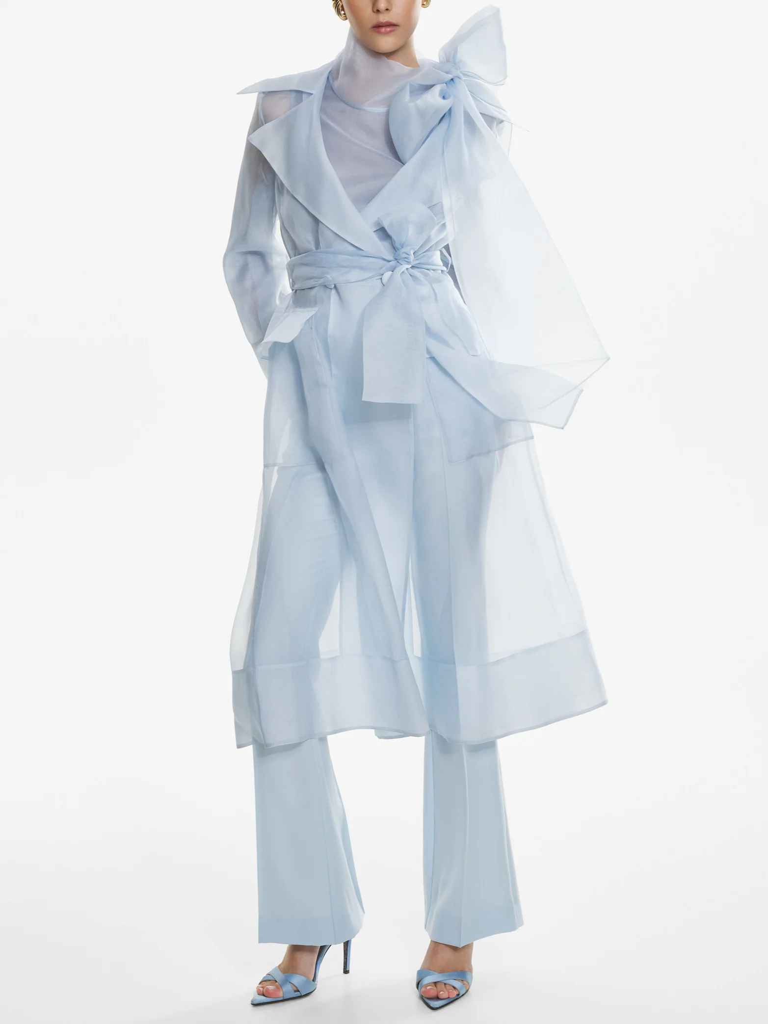 Urban Plain Buttoned Lapel Collar Kimono With Belt