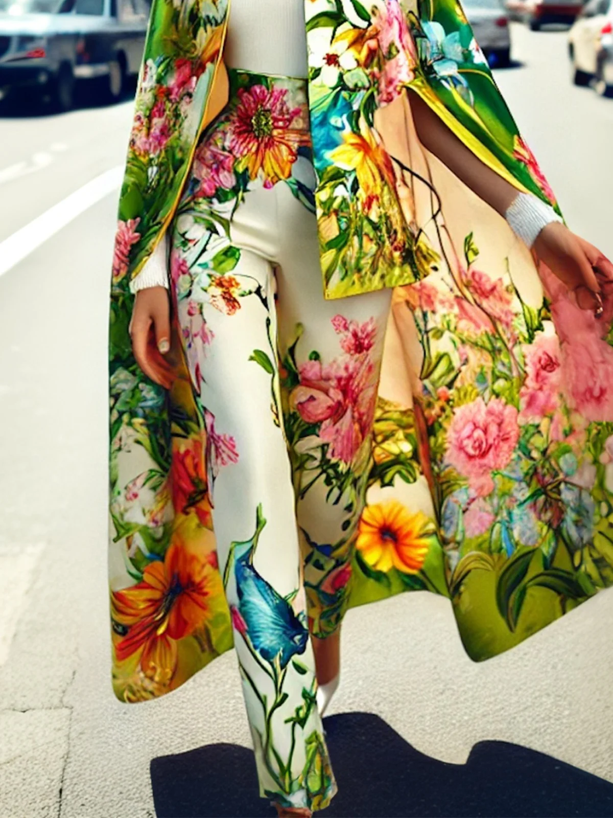 Elegant Floral Straight Pants