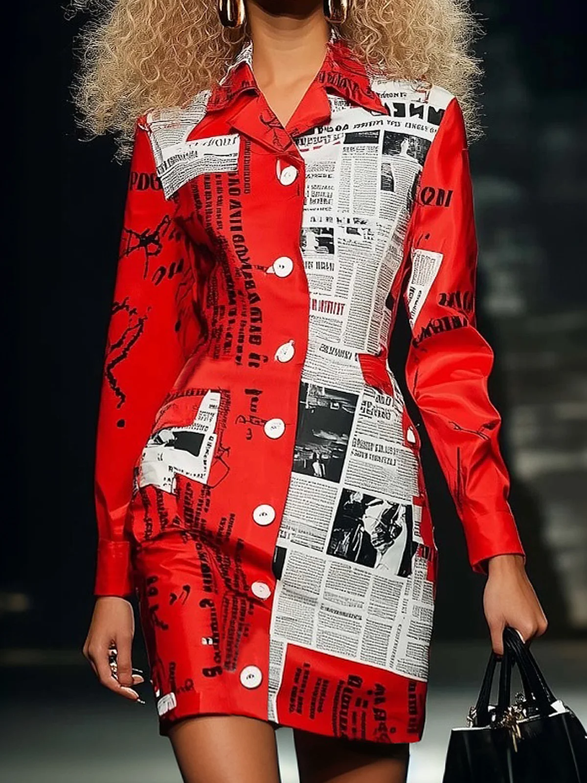 Urban Newspaper Mini Shirt Dress