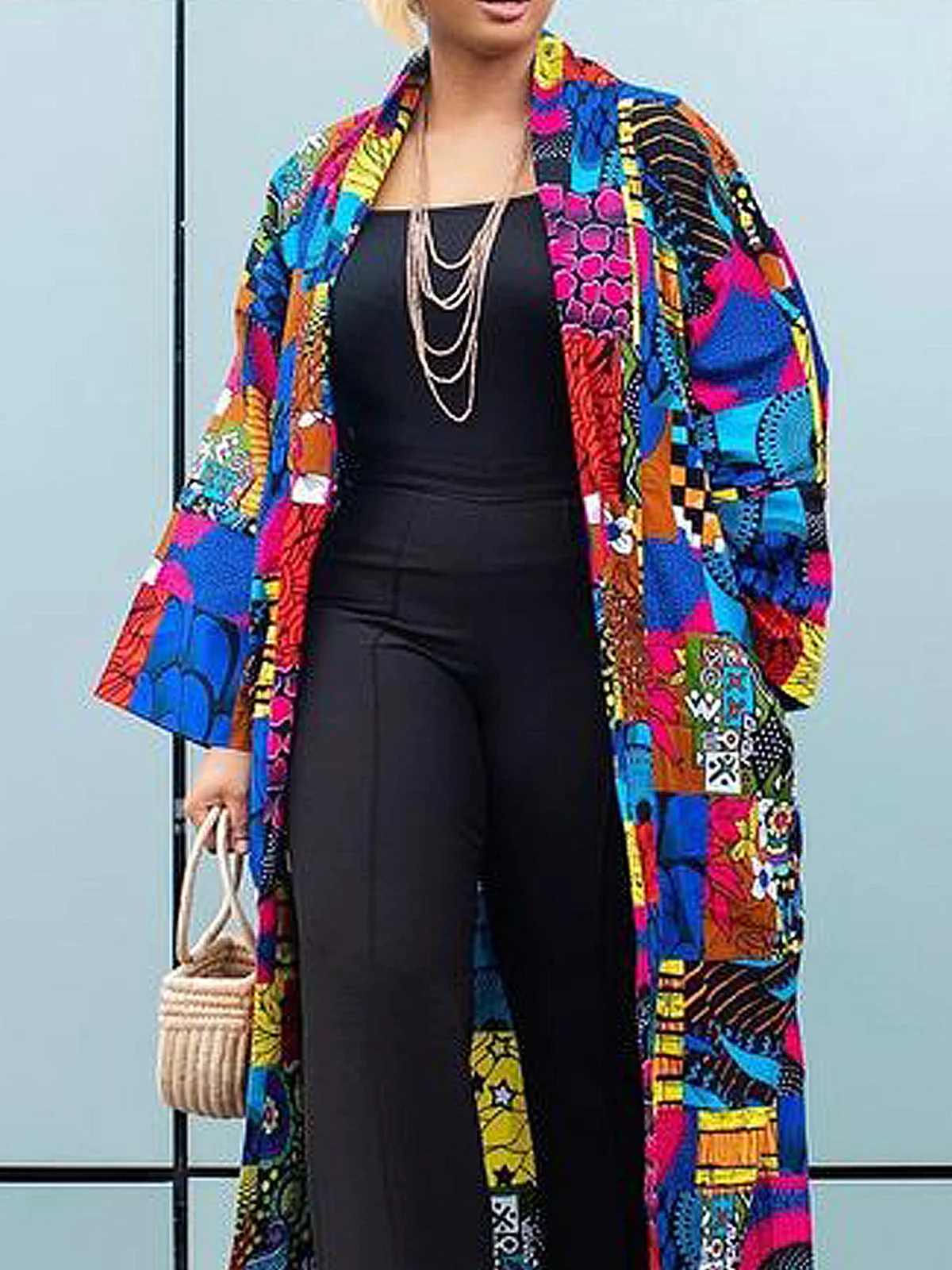 Casual Random Print Long Kimono