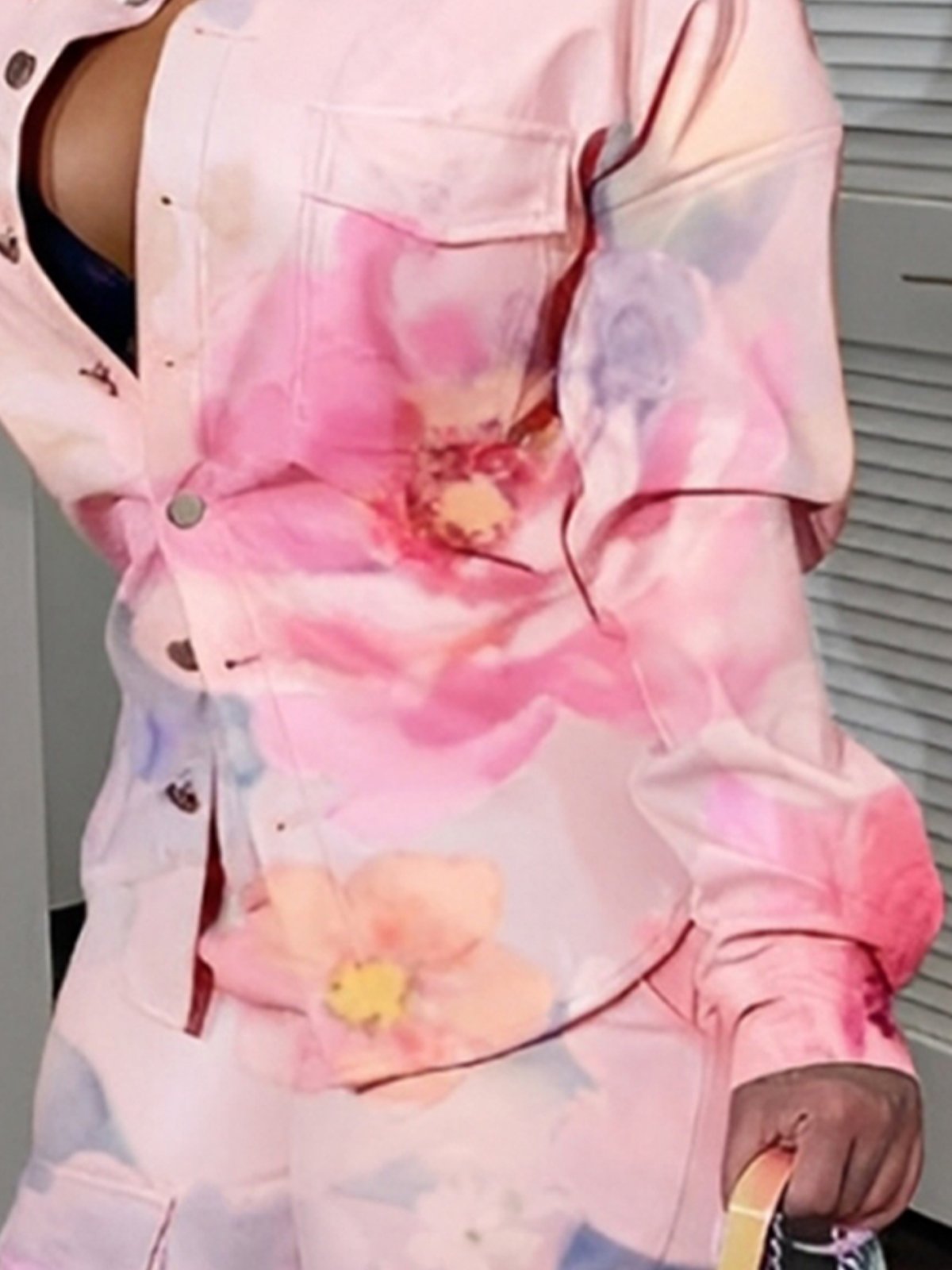 Casual Floral Shirt Collar Shirt