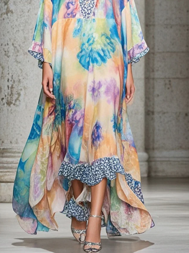 Boho Tie-Dye Pattern Maxi Dress