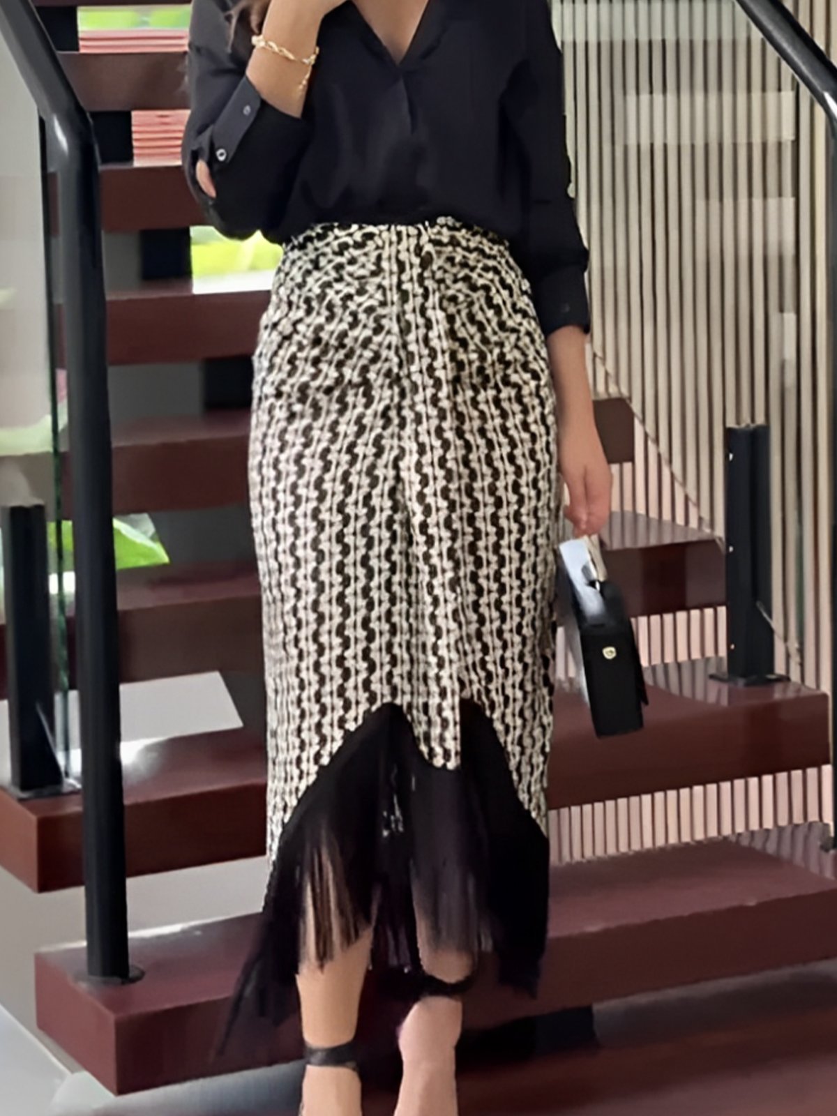 Urban Tassel Abstract Maxi Skirt