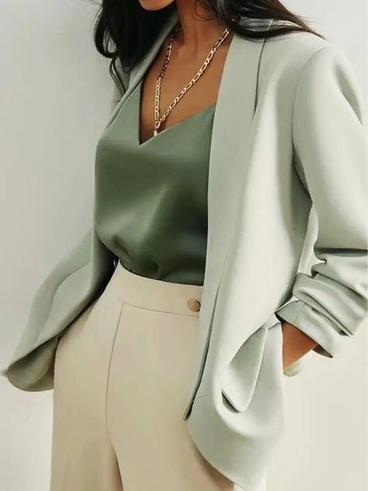 Urban Plain Lapel Collar Blazer