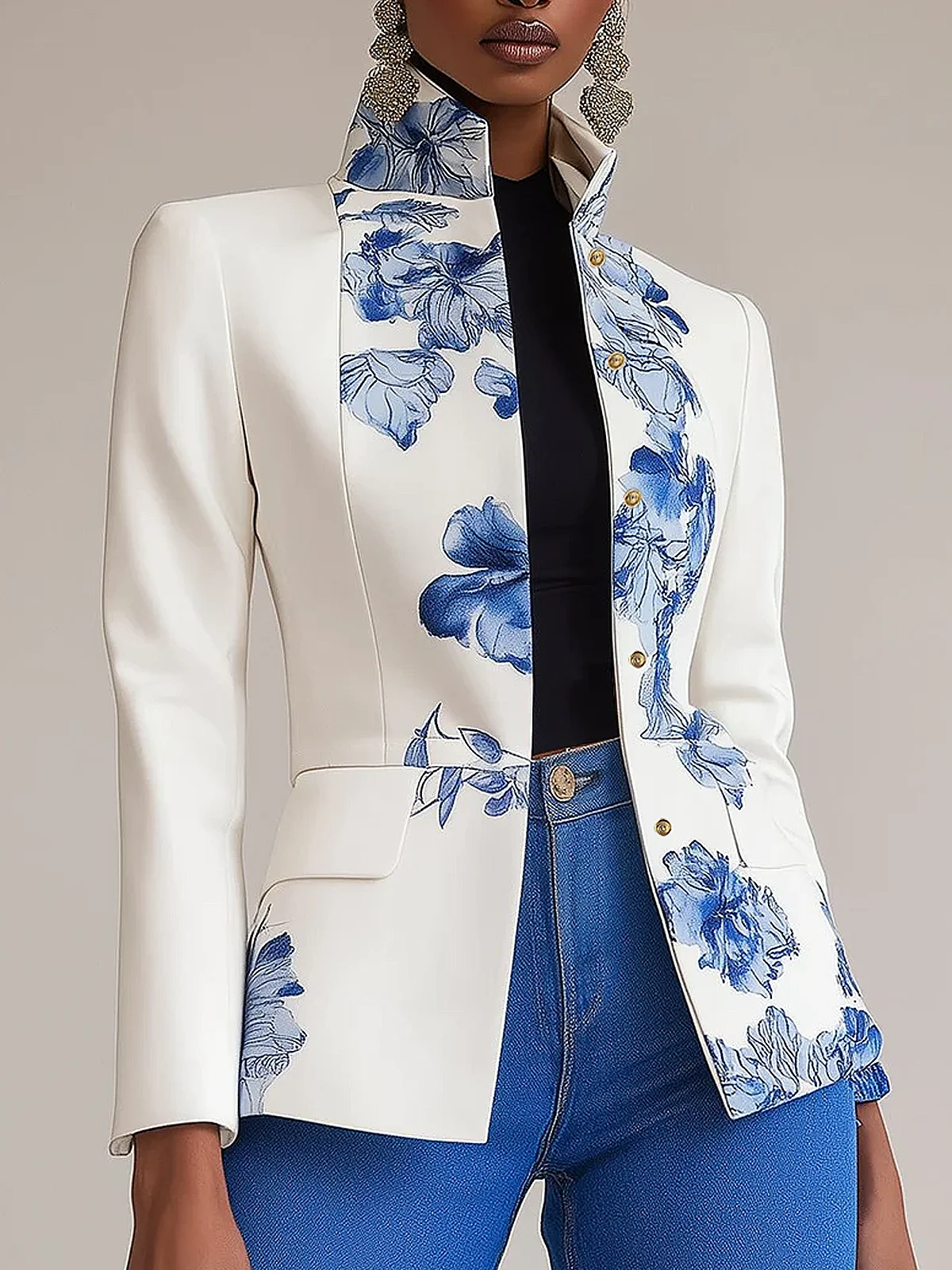 Urban Regular  Stitching Floral  Jacket