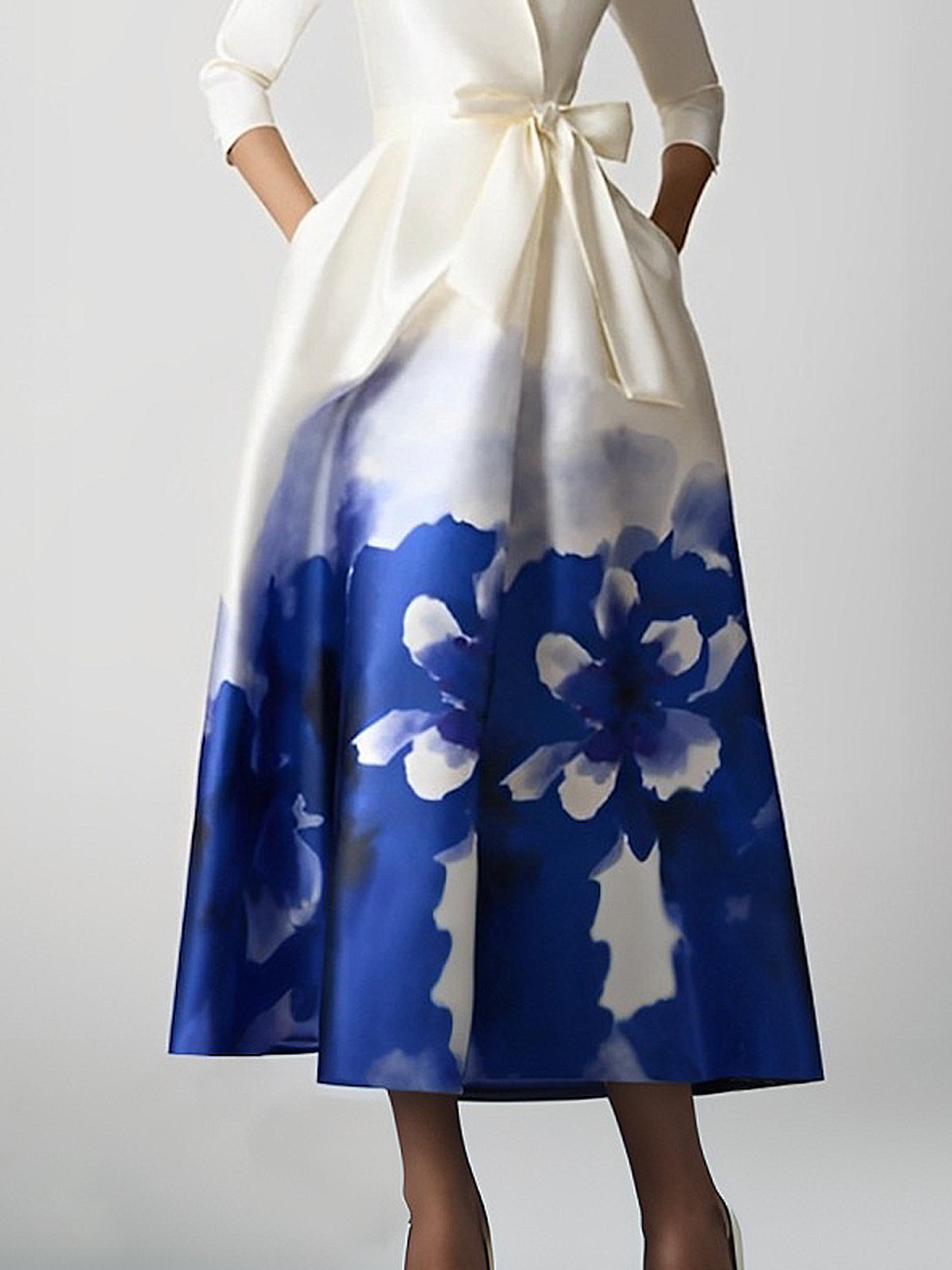 Elegant Floral  Maxi Party Dress With Belt