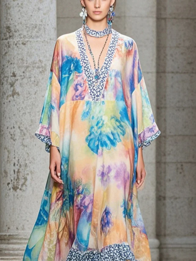 Boho Tie-Dye Pattern Maxi Dress