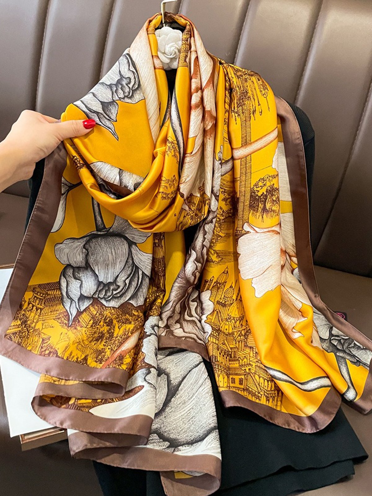 Elegant Floral Silk Scarf