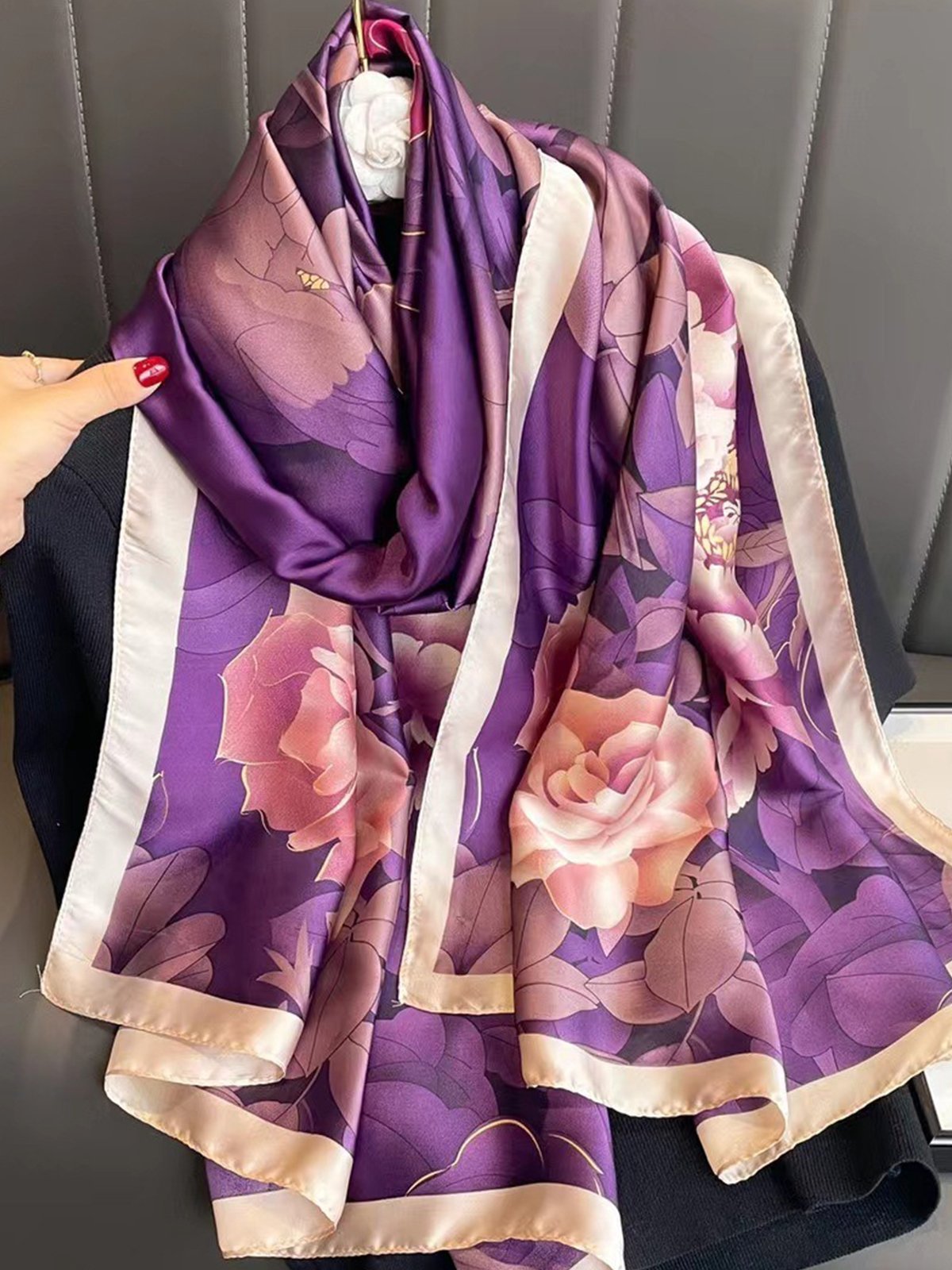 Elegant Floral Silk Scarf