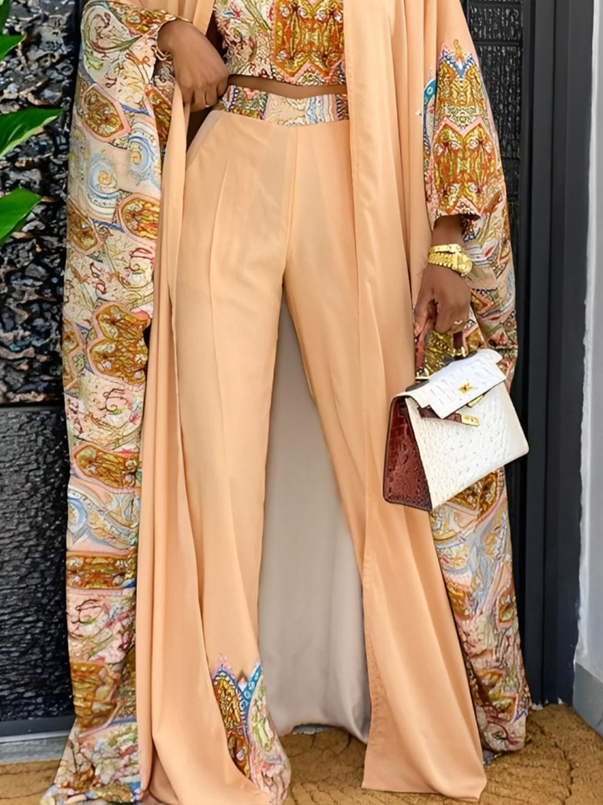 Vacation Ethnic Wide Leg Pants