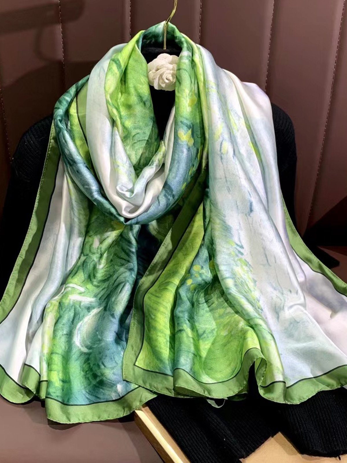 Elegant Floral Silk Scarf