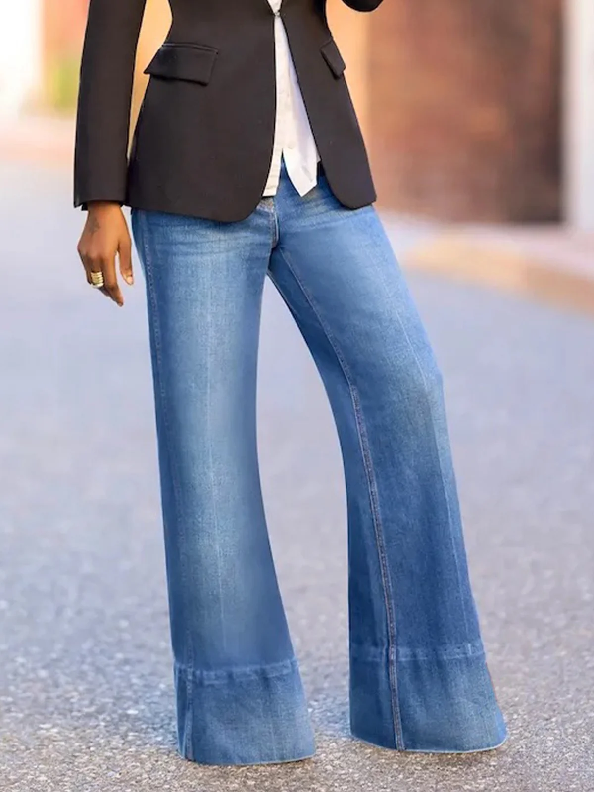 Plain Urban Wide leg Denim Jeans