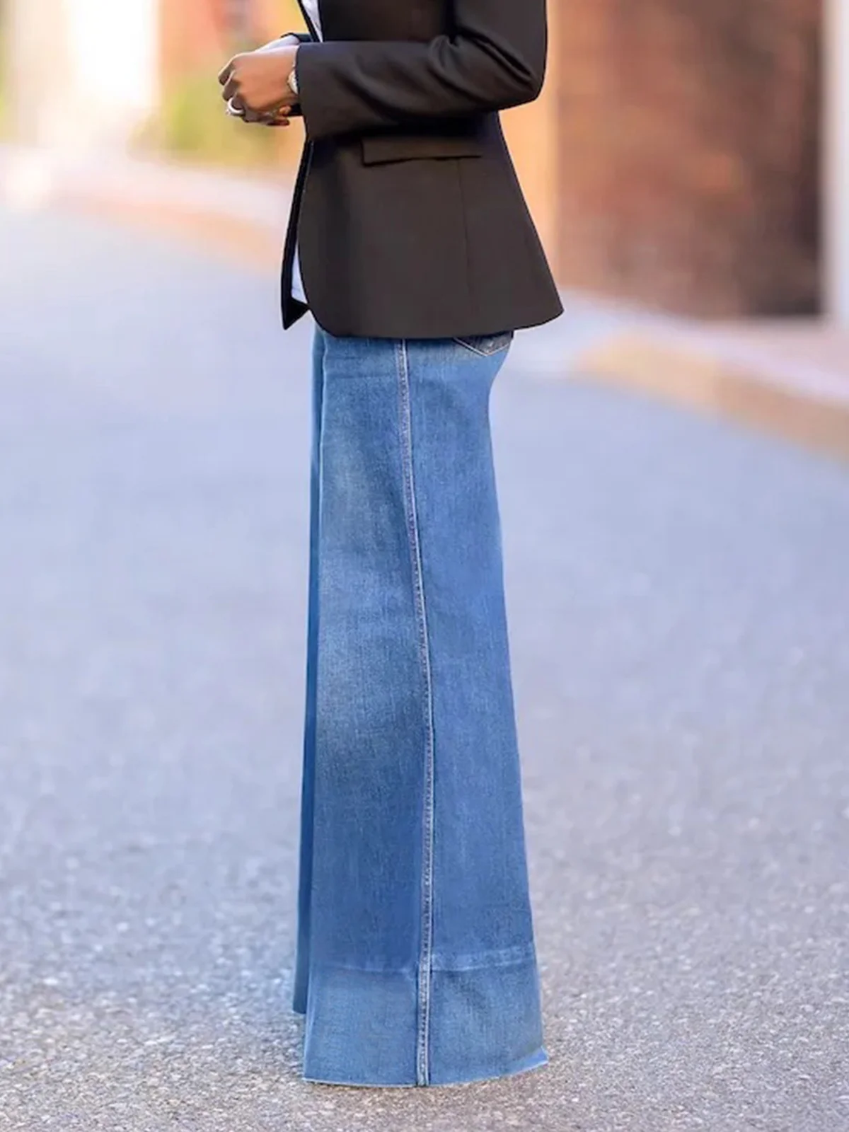 Plain Urban Wide leg Denim Jeans