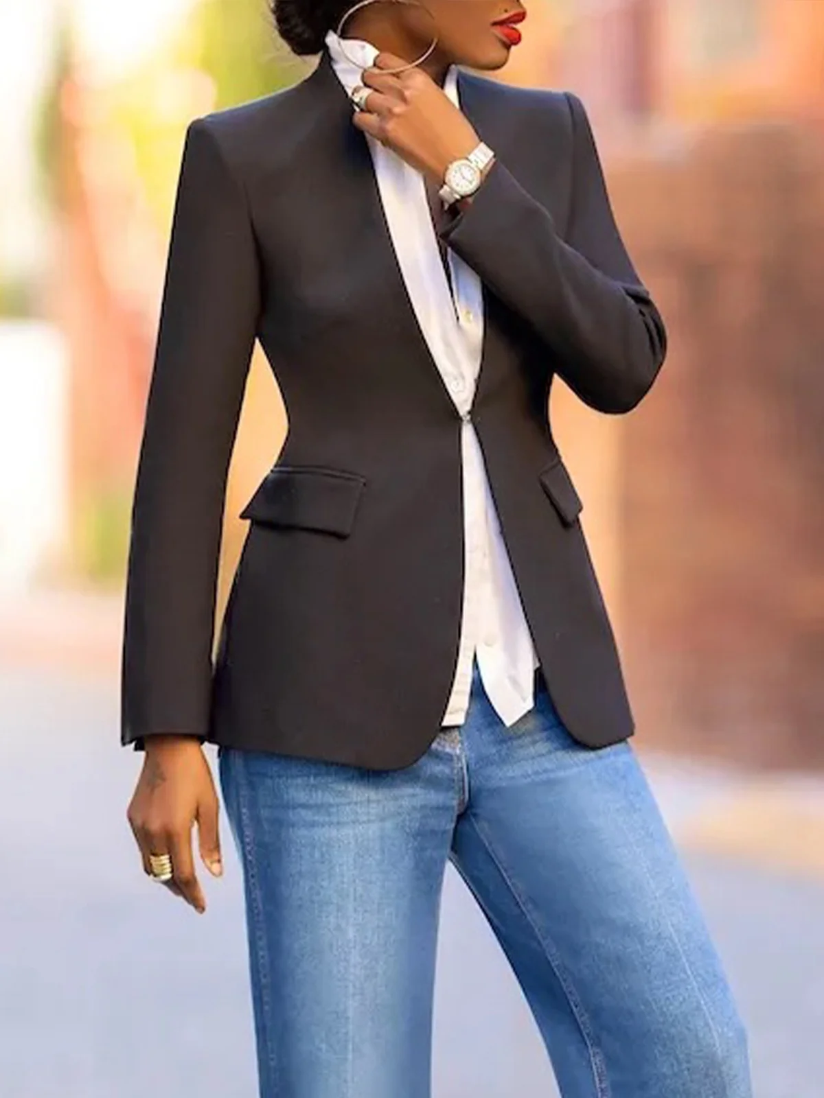 Urban Plain V Neck Blazer