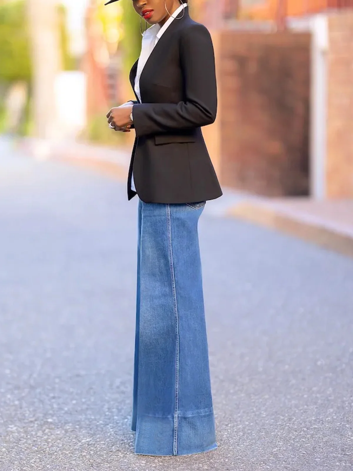 Plain Urban Wide leg Denim Jeans