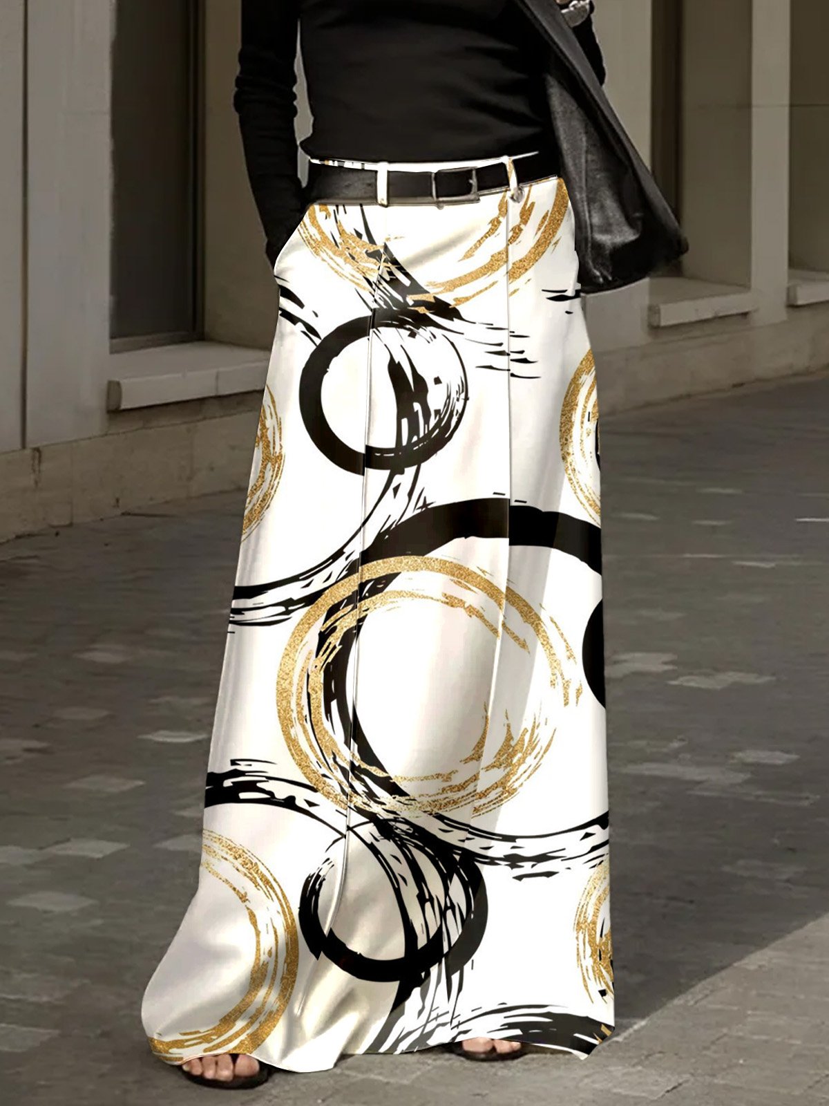 Urban Printing Abstract Polka Dots Maxi Skirt