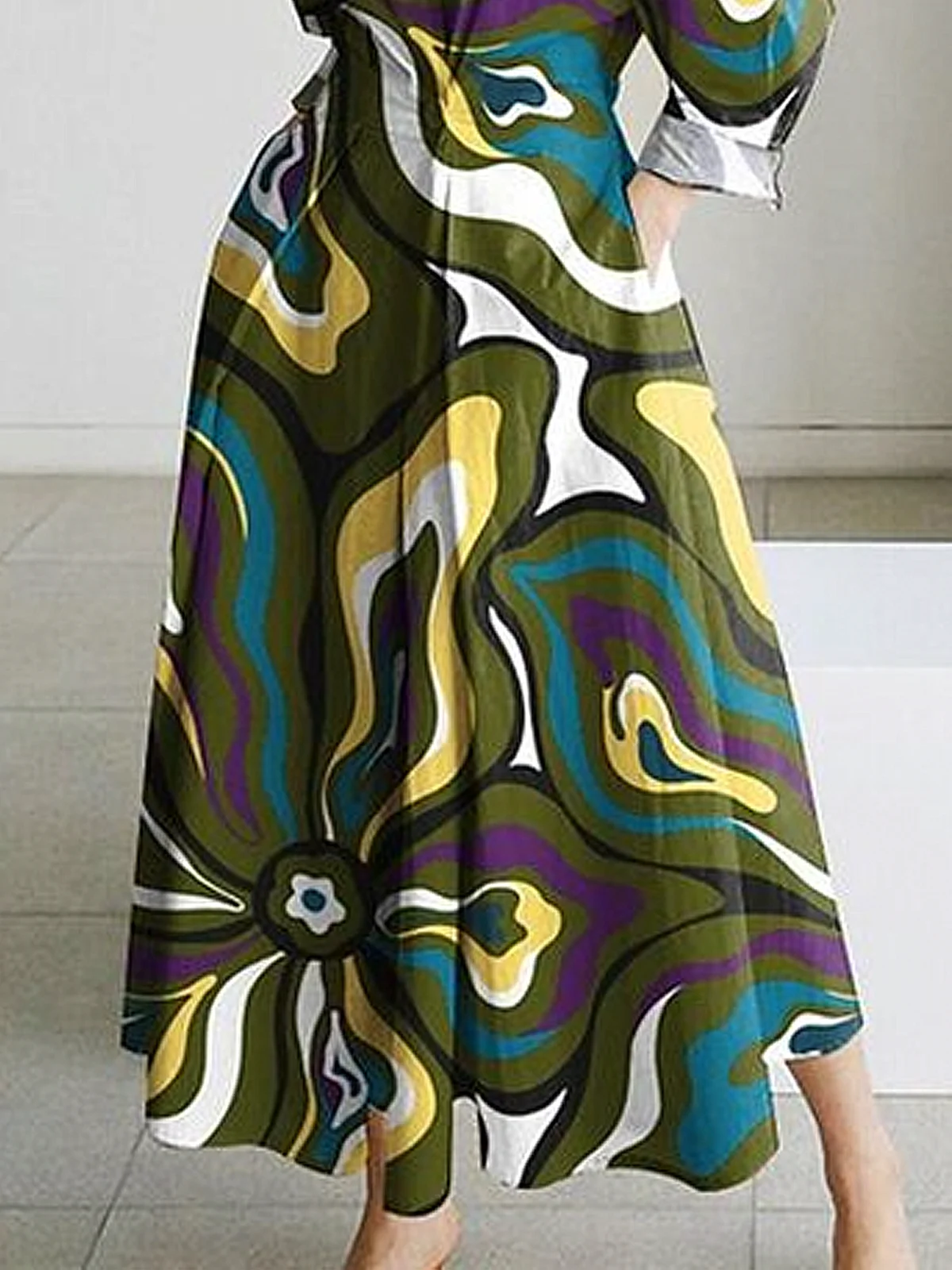 Urban Abstract Geometry Maxi Dress