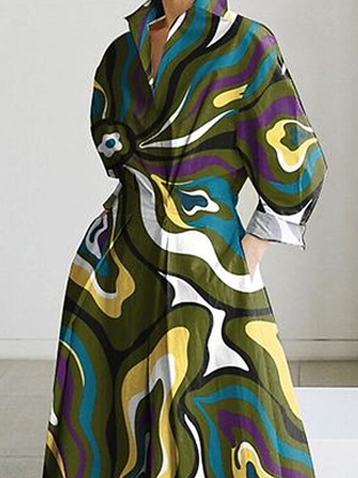 Urban Abstract Geometry Maxi Dress