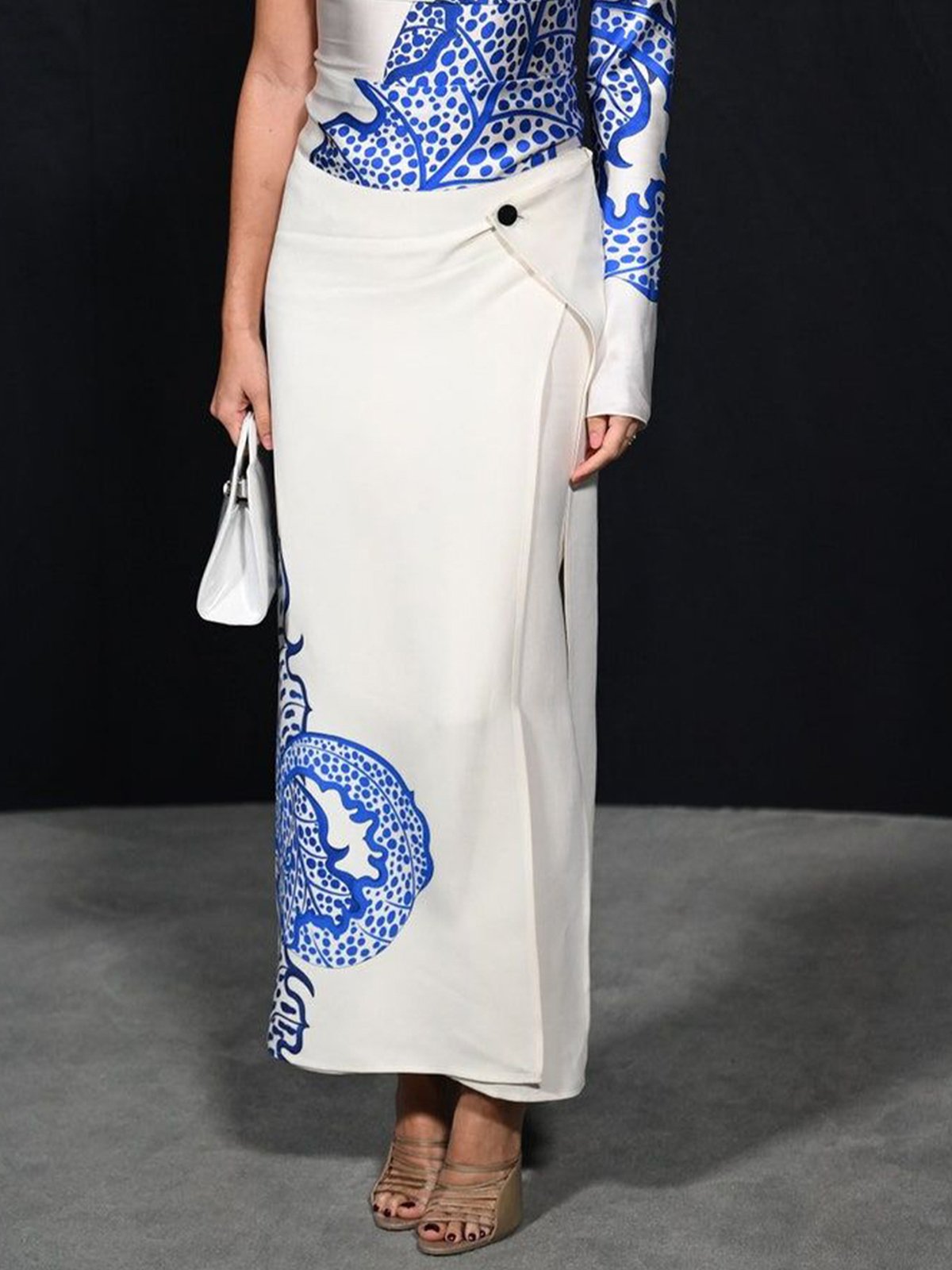 Elegant Side-Slit Random Print Maxi Skirt