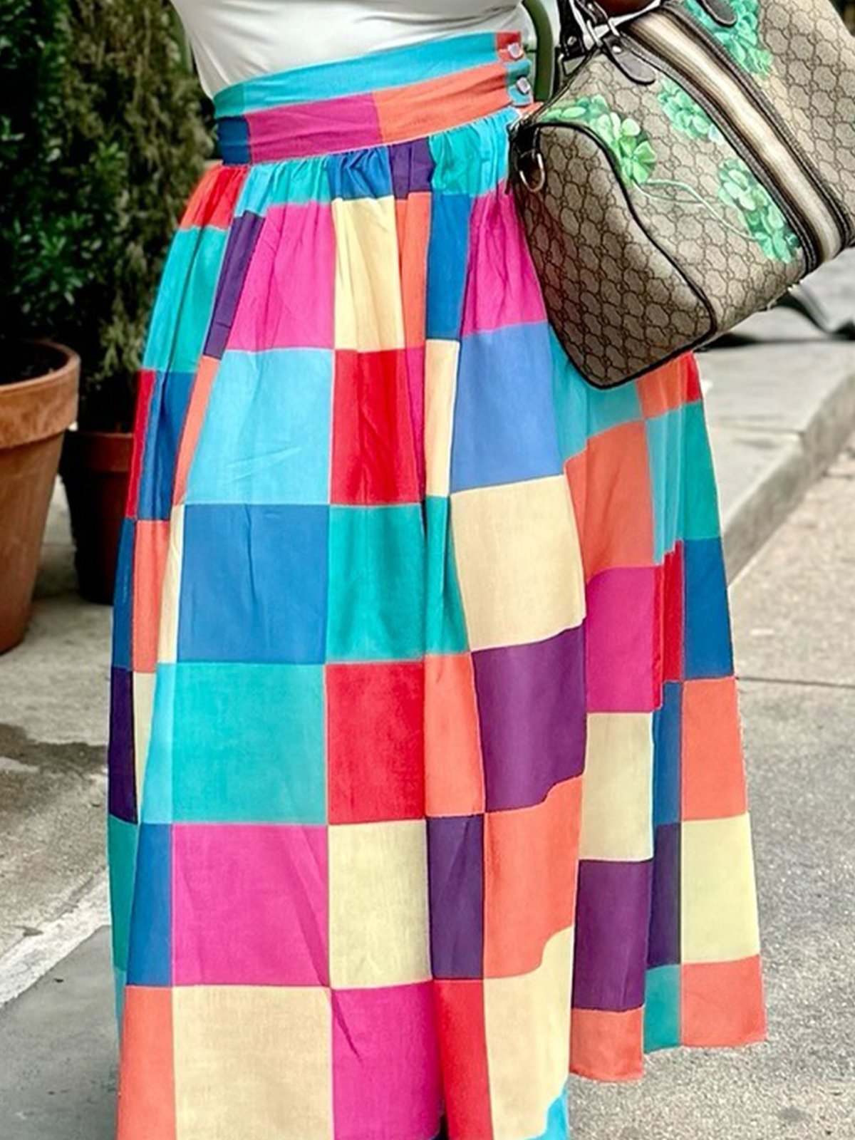 Urban Printing Plaid Maxi Skirt