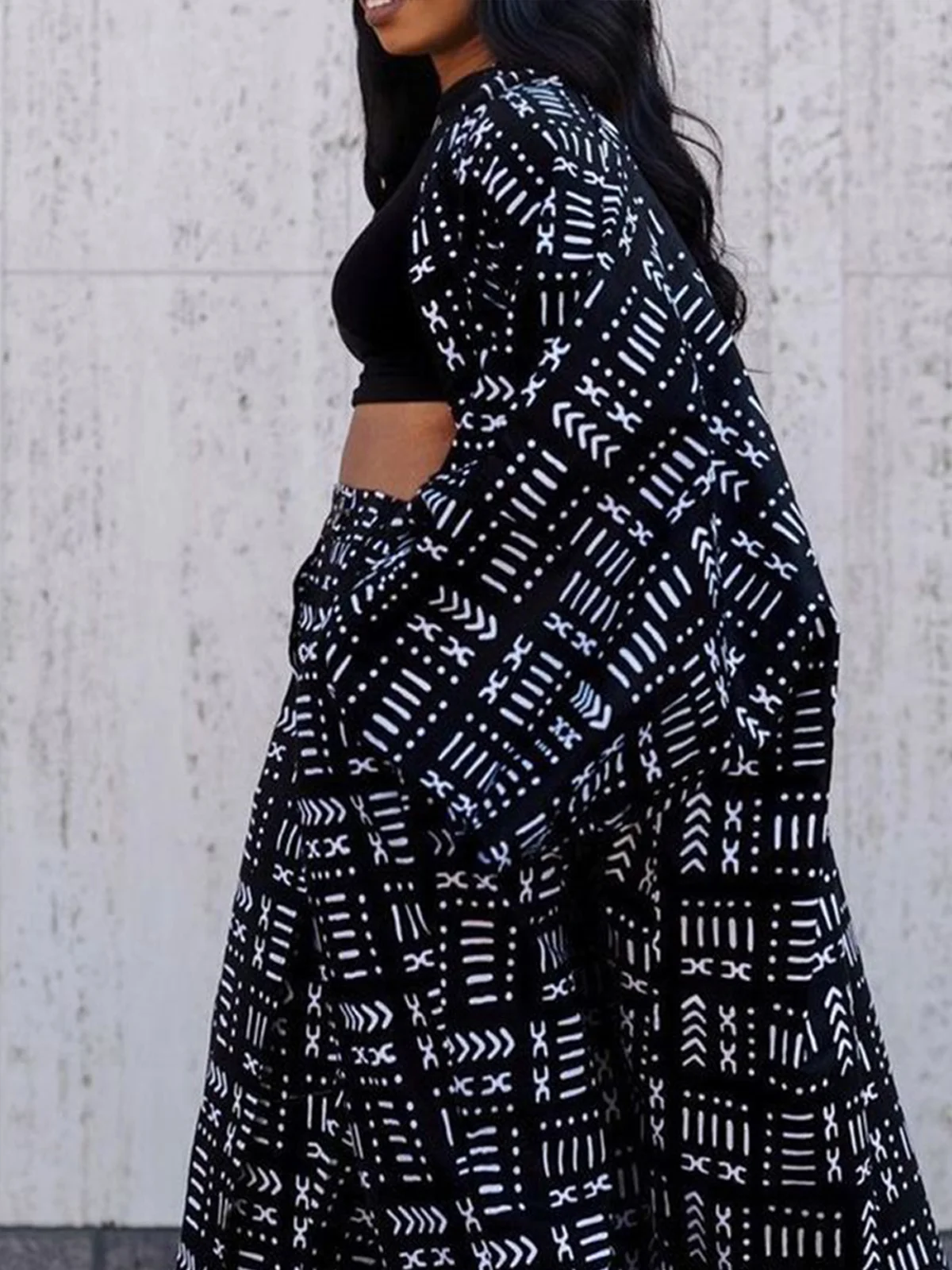 Urban Raglan Sleeve Geometric Kimono