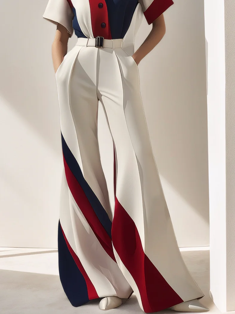 Urban Color Block Wide Leg Pants