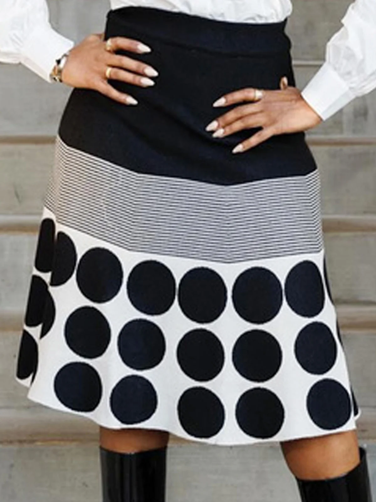 Urban Printing Polka Dots Midi Skirt