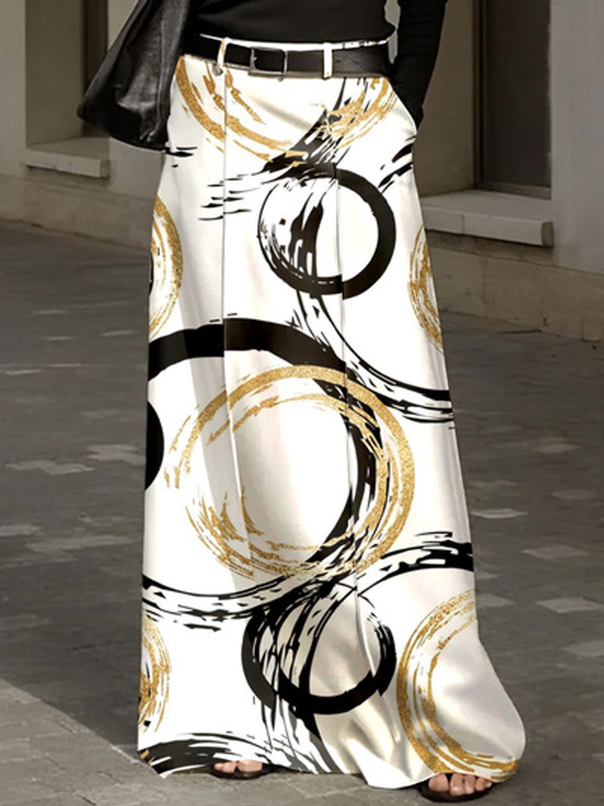 Urban Printing Abstract Polka Dots Maxi Skirt