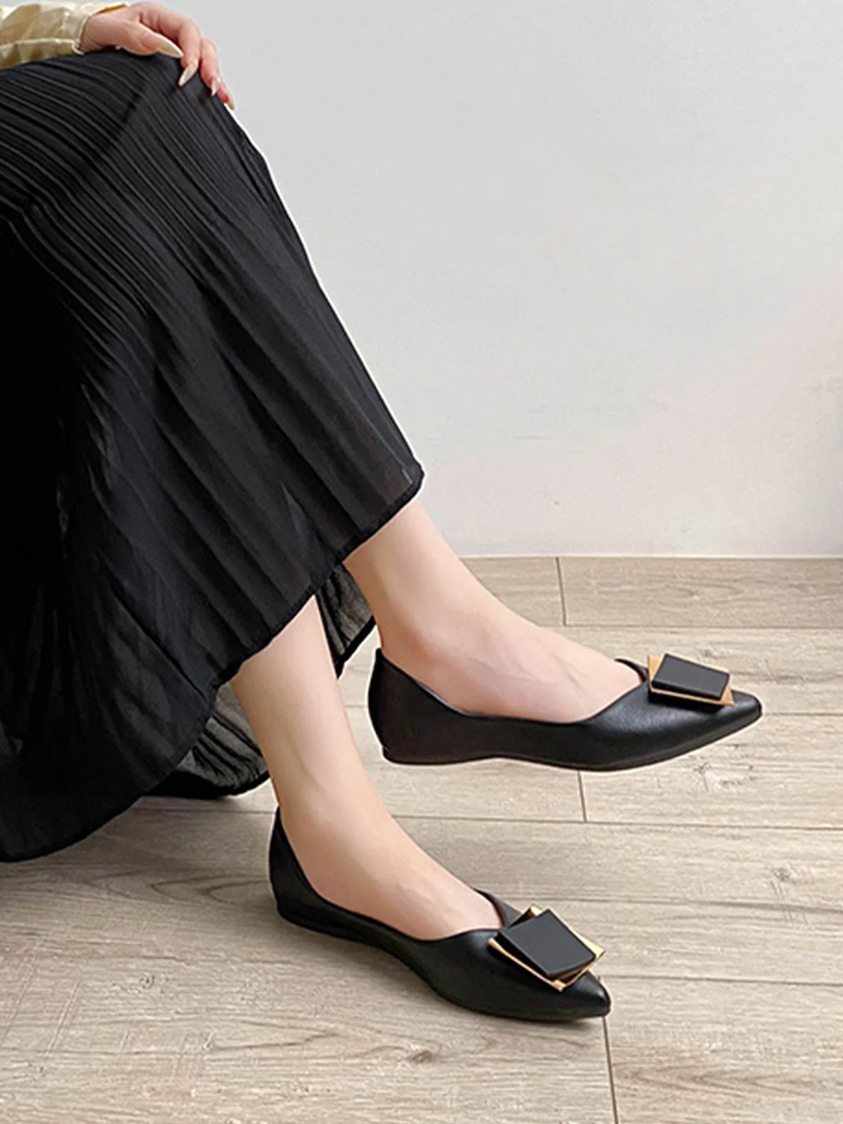 Plain All Season Pu Elegant Shallow Shoes