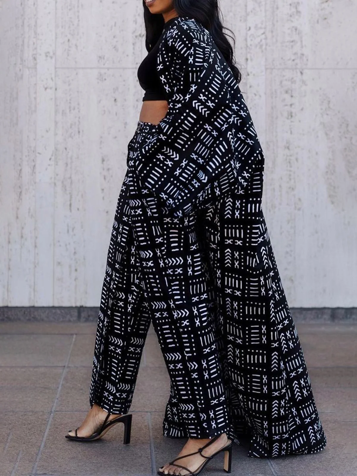 Urban Raglan Sleeve Geometric Kimono