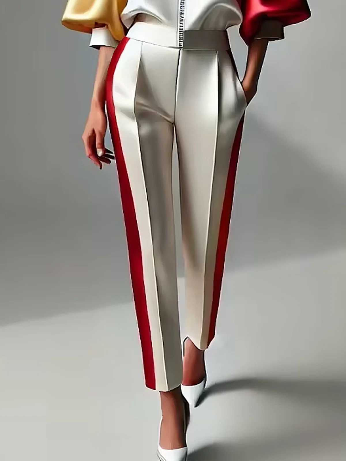 Casual Color Block  Straight Pants