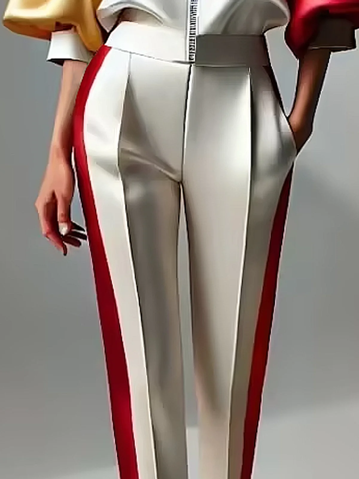 Casual Color Block  Straight Pants