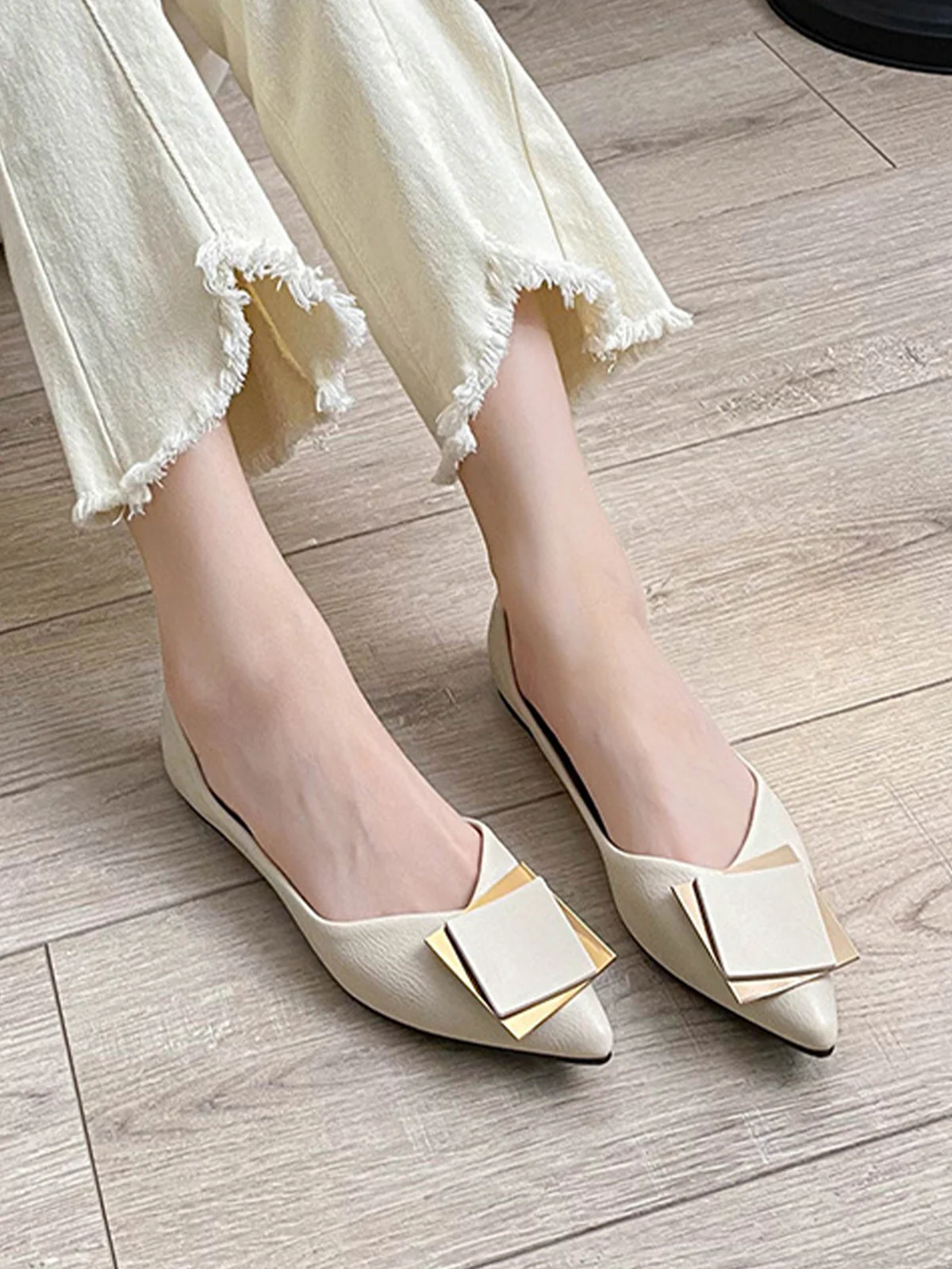 Plain All Season Pu Elegant Shallow Shoes