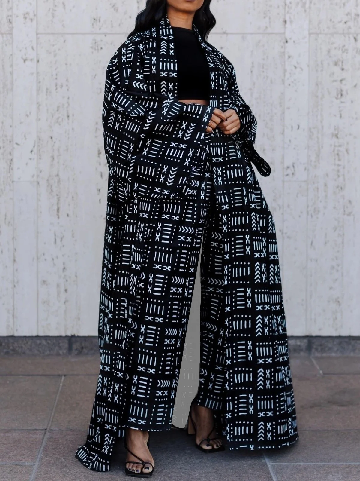 Urban Raglan Sleeve Geometric Kimono