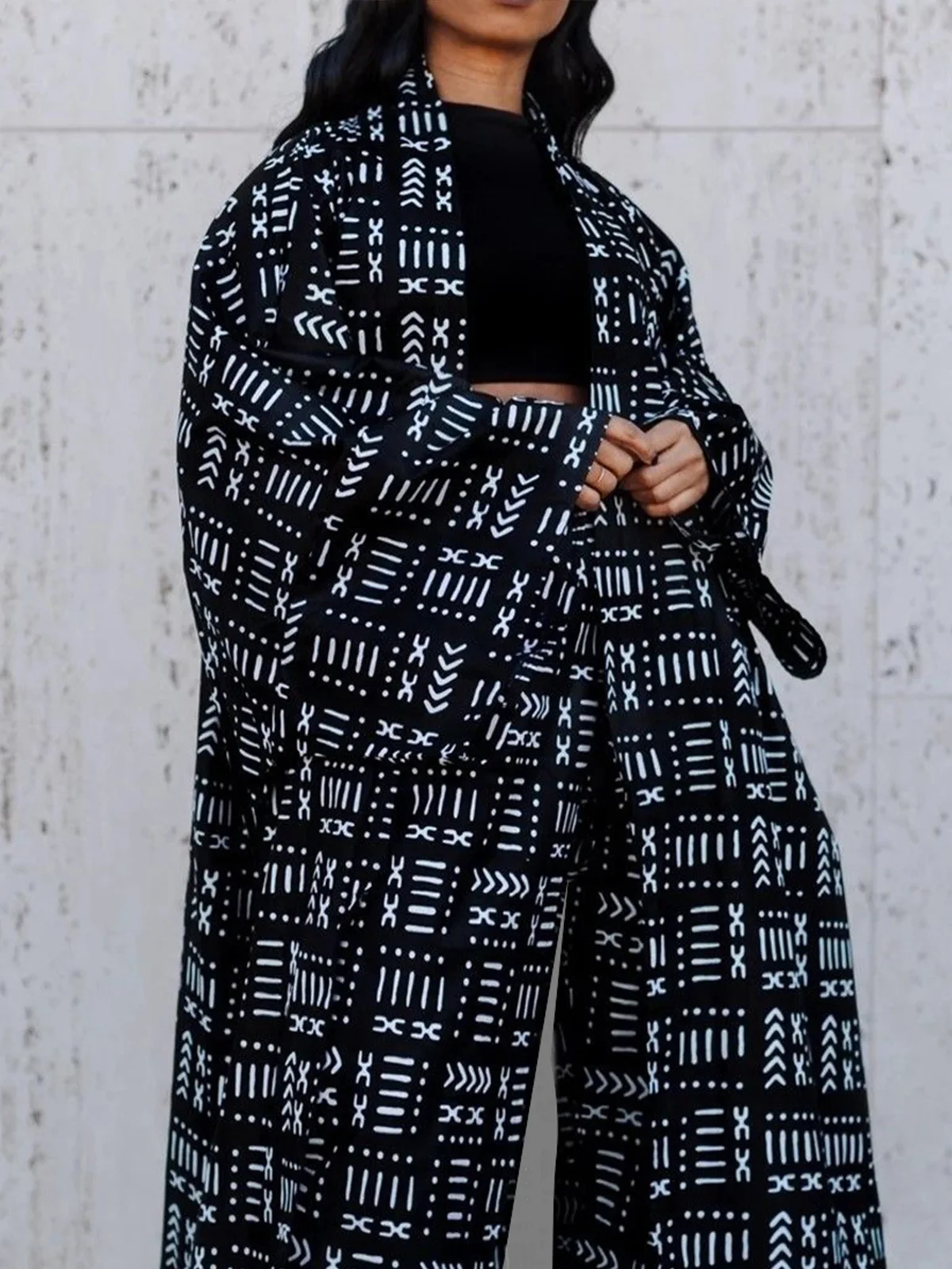 Urban Raglan Sleeve Geometric Kimono