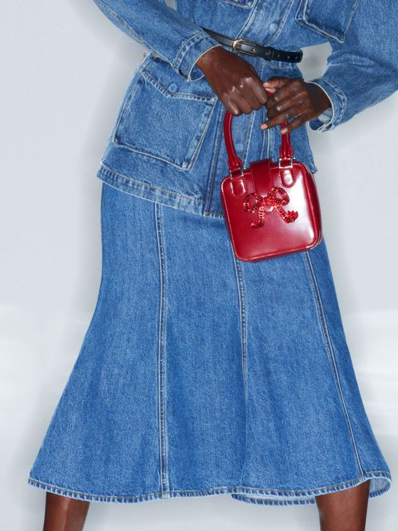 Casual Plain Midi Denim Skirt