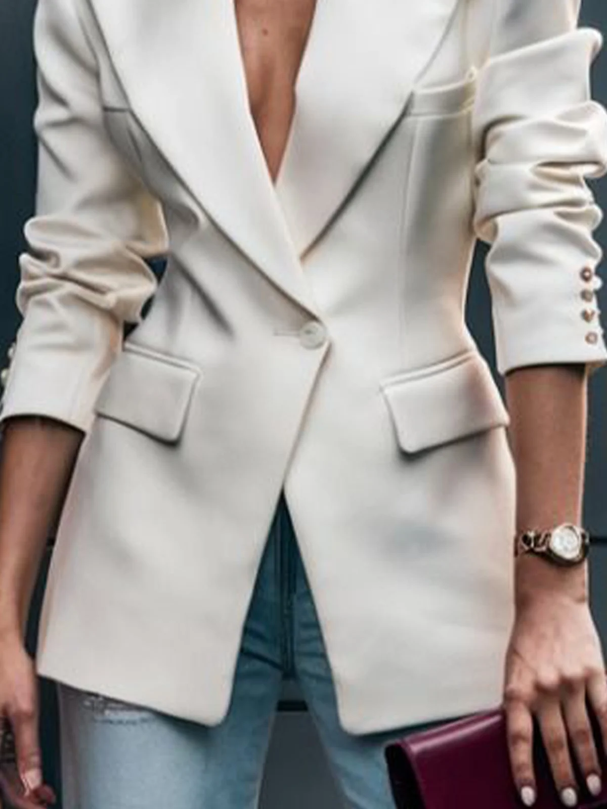 Urban Plain Lapel Collar Blazer