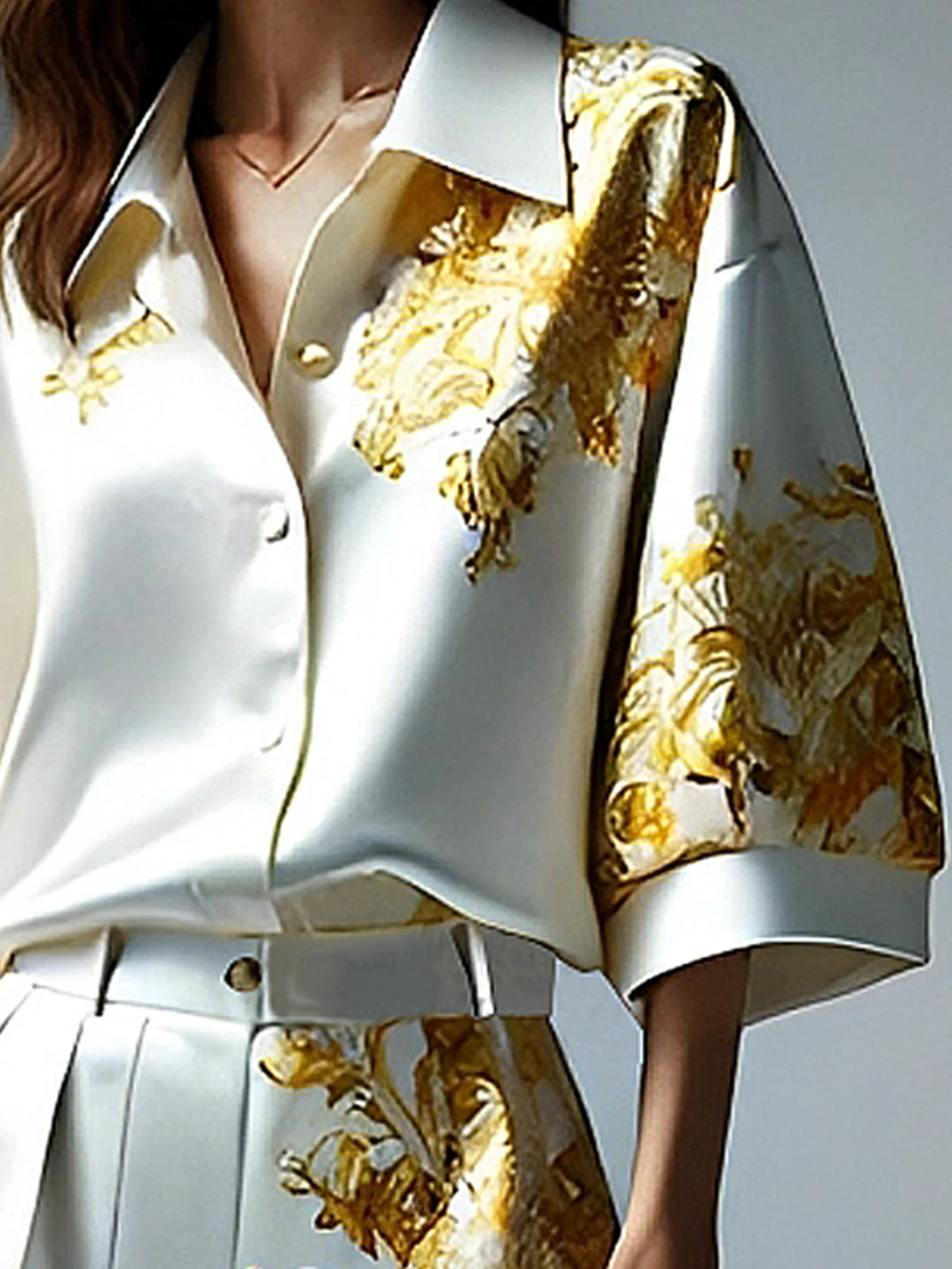 Satin Urban Floral  Shirt