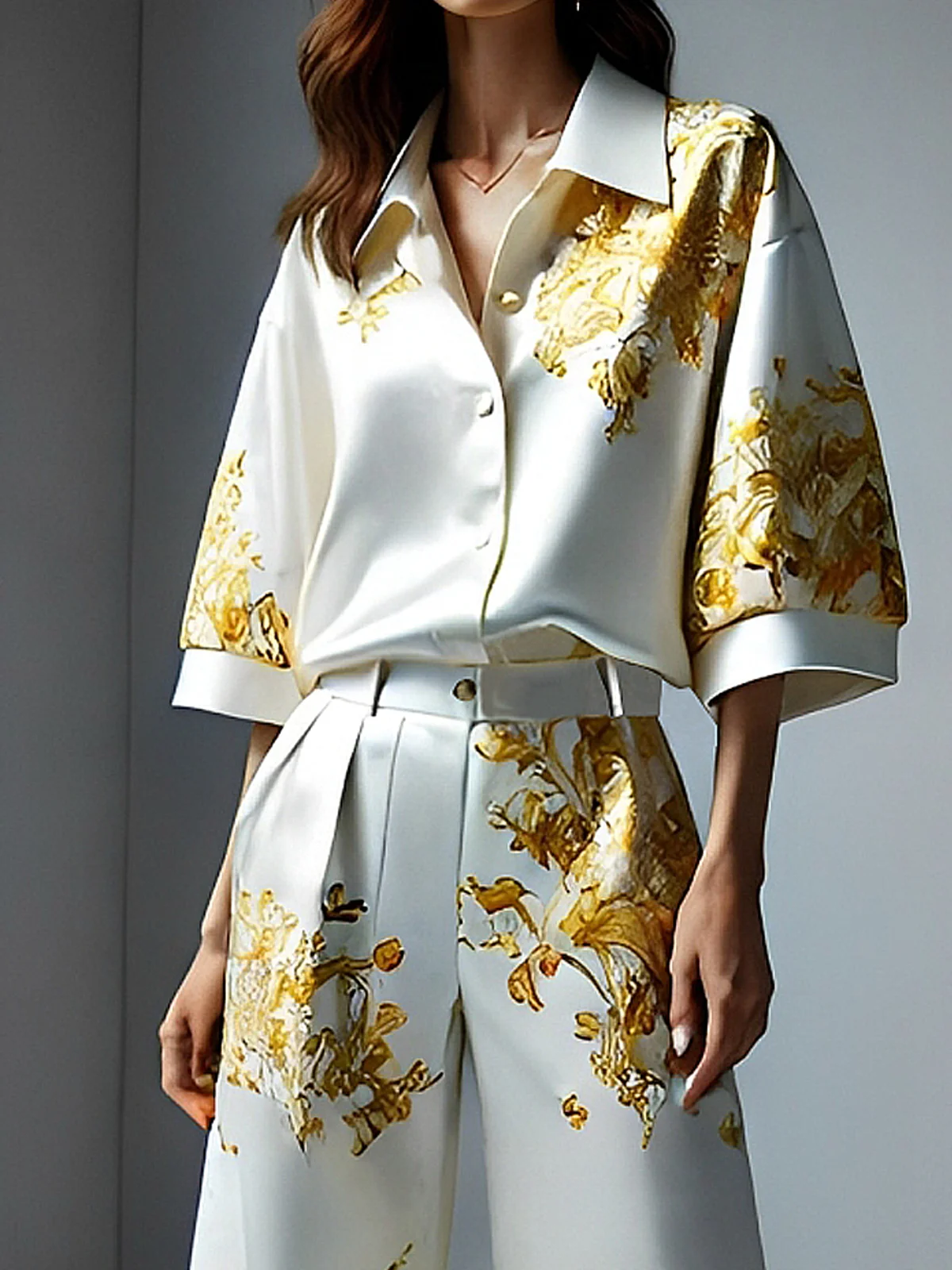 Satin Urban Floral  Shirt