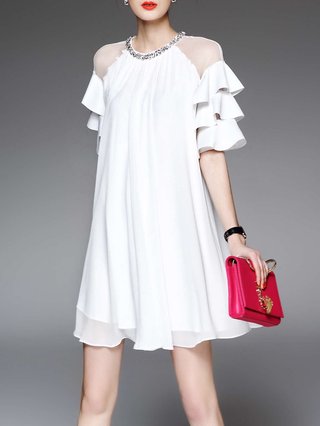 white half sleeve dress