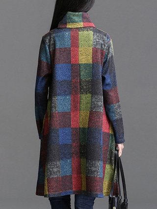 turtleneck tartan asymmetrical sweatshirt