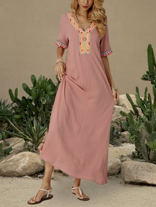 pink boho maxi dress