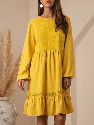 yellow plain dress