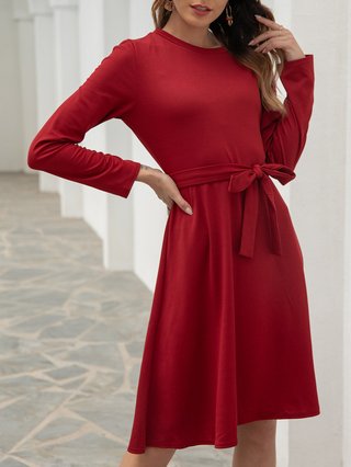 Sleeve Daily Crew Neck Casual Dresses